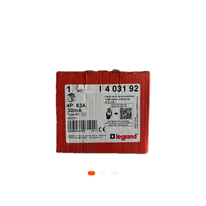 Disjoncteur différentiel LEGRAND 63A Monophasé – 30mA Type AC