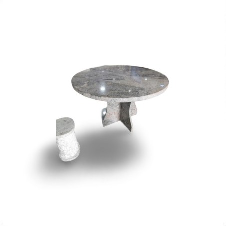 Table Ronde en Granit Poli avec Assises – Modèle Prestige