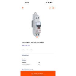 Disjoncteur DPN LEGRAND 16A Courbe C – 1P+N