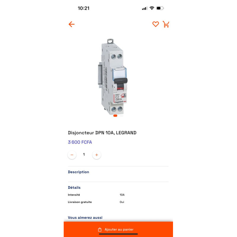 Disjoncteur DPN LEGRAND 20A Courbe C – 1P+N