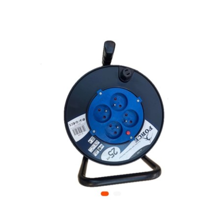 Rallonge de chantier FORCE – Enrouleur 25 mètres – câble 3x1,5 mm² – 4 prises