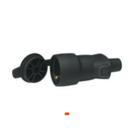 Fiche femelle 2P + Terre 16A IP44 noire en caoutchouc – Étanche et robuste