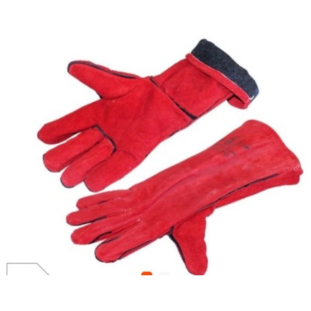 Gant de soudure en cuir rouge 35–40 cm – Protection haute température