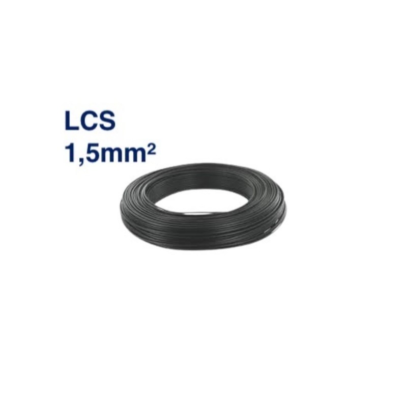 Câble Électrique TH 1,5 mm² – 100 Mètres – Noir – LCS