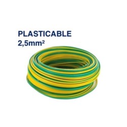 Câble Électrique TH 2,5 mm² – 100 Mètres – Jaune-Vert – PLASTICABLE