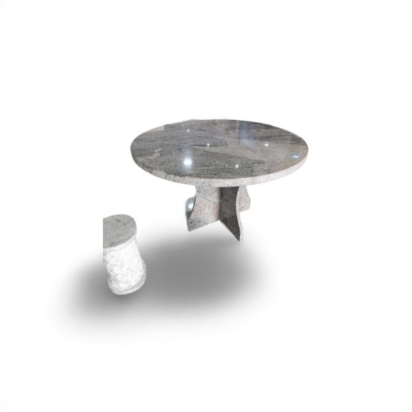 Table Ronde en Granit Poli avec Assises – Modèle Prestige