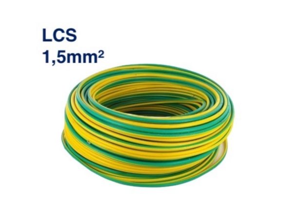 Câble Électrique TH 1,5 mm² – 100 Mètres – Jaune/Vert – LCS