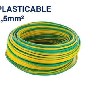 Câble Électrique TH 1,5 mm² – 100 Mètres – Jaune/Vert – PLASTICABLE