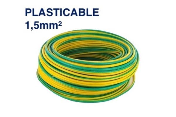 Câble Électrique TH 1,5 mm² – 100 Mètres – Jaune/Vert – PLASTICABLE