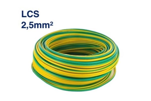 Câble Électrique TH 2,5 mm² – 100 Mètres – Jaune-Vert – LCS