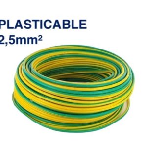 Câble Électrique TH 2,5 mm² – 100 Mètres – Jaune-Vert – PLASTICABLE