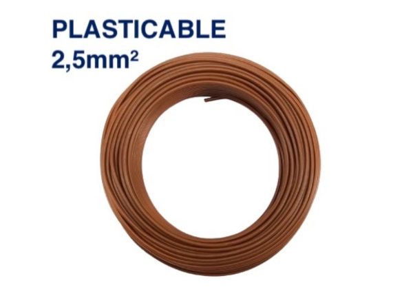 Câble Électrique TH 2,5 mm² – 100 Mètres – Marron – Plasticable
