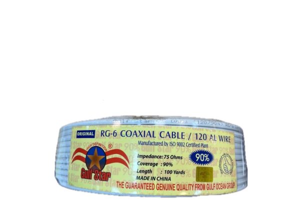 Câble TV Coaxial RG-6 Blanc – 100 Yards – Gold Star