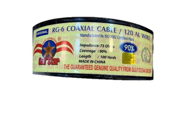 Câble TV Coaxial RG-6 Noir – 100 Yards – Gold Star