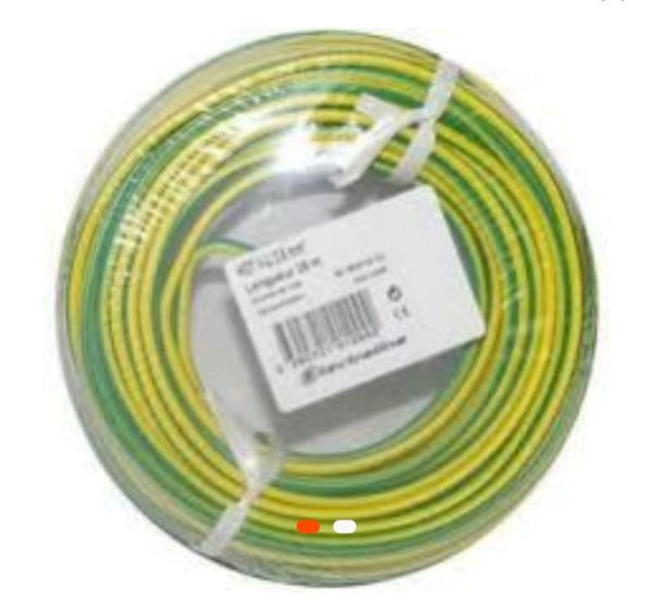 Fil électrique souple 10 mm² Jaune/Vert – Conducteur cuivre isolé