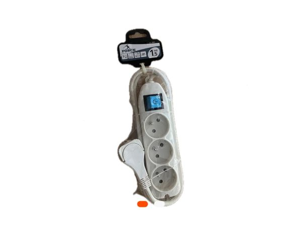 Multiprise 3 prises avec interrupteur – 1,5 m – FORCE