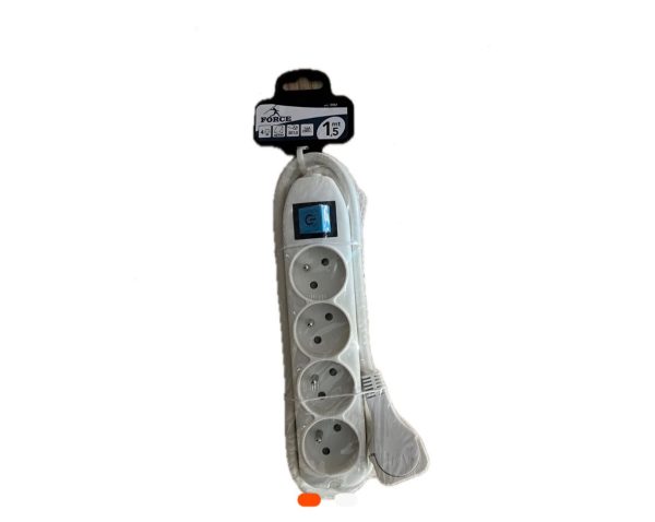 Multiprise 1,5 m – 4 prises avec interrupteur – FORCE
