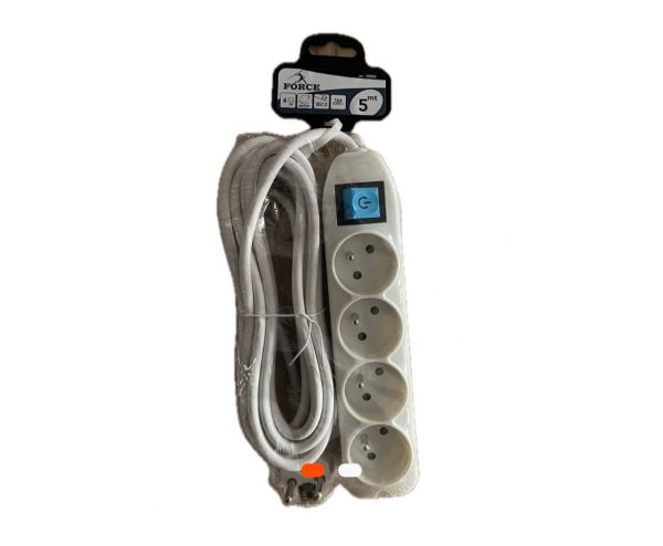 Multiprise FORCE – 3 prises avec interrupteur – câble 5 mètres
