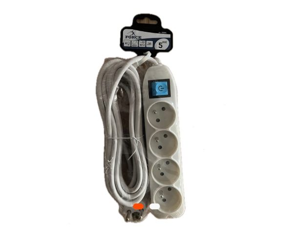 Multiprise FORCE – 4 prises avec interrupteur – câble 5 mètres
