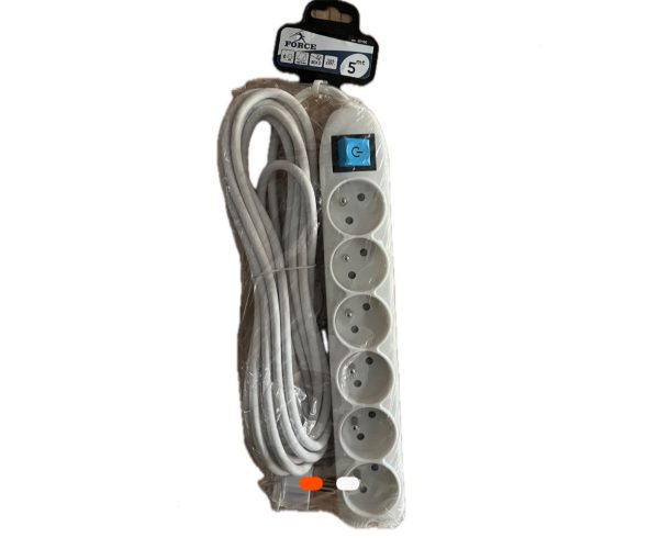 Multiprise FORCE – 6 prises avec interrupteur – câble 5 mètres
