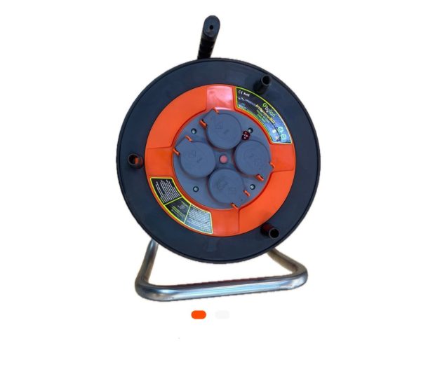 Rallonge électrique de chantier BYLION – 25 mètres – câble 3x1,5mm² sur enrouleur