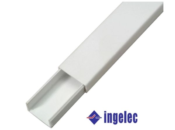 Moulure électrique INGELEC 60x40 mm – 2 canaux – Autoadhésive – Longueur 1 mètre
