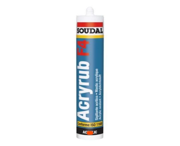 Mastic Acrylique 300ml Blanc Acryrub F4 Soudal ISOLO006 – Joint étanche et résistant