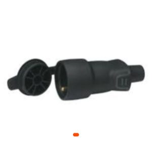 Fiche femelle 2P + Terre 16A IP44 noire en caoutchouc – Étanche et robuste