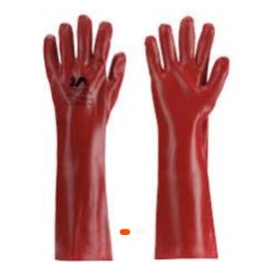Gants de protection en PVC rouge 35 cm – Résistants aux produits chimiques et aux huiles