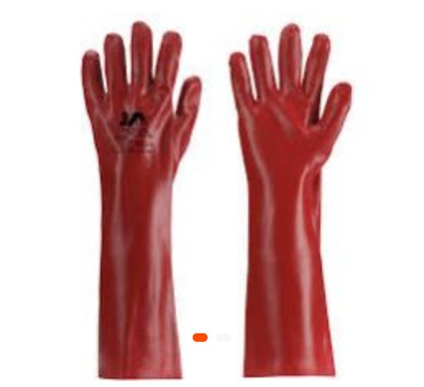 Gants de protection en PVC rouge 35 cm – Résistants aux produits chimiques et aux huiles
