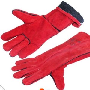 Gant de soudure en cuir rouge 35–40 cm – Protection haute température