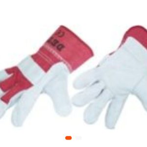 Gant Docker Gris/Rouge 26 cm – Protection robuste en cuir et toile renforcée