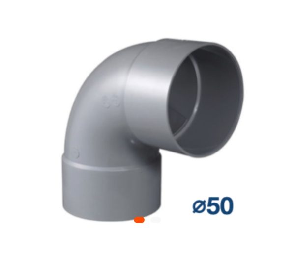 Coude PVC 90° Ø50 – Raccord coudé robuste pour plomberie et évacuation